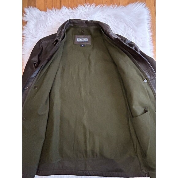 Structure Men’s Size XL Vintage Brown Leather Coat Jacket Lining Insert - Picture 8 of 16